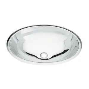 Lavabo Oval em Aço Inox com Acabamento Acetinado 36 X 26cm