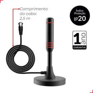 Antena Digital Range com Base Magnética e Cabo de 2,5 Metros Preto - Avant - Imagem 3