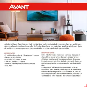 Antena Digital Range com Base Magnética e Cabo de 2,5 Metros Preto - Avant - Imagem 6