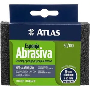 Bloco de Esponja Abrasiva, Média Abrasão, Granulação 100, Cor Preta, Atlas.