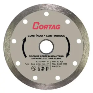Disco de Corte Diamantado Contínuo 230mm - Cortag