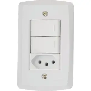 Conjunto 4 X 2 com 2 Interruptores Simples 10a 250v e 1 Tomada 2p+t 20a 250v Lux2 Branco - Tramontina - Imagem 2