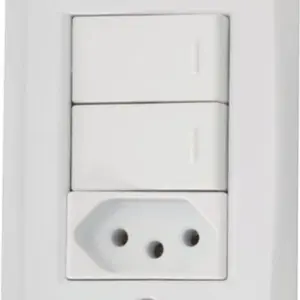 Conjunto 2 Interruptores Vertical e 1 Tomada 2p+t Lux² 10a 250v 4 X 2 - Tramontina - Imagem 1