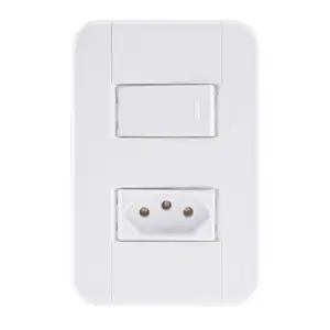Conjunto 4x2 com 1 Interruptor Simples + 1 Tomada 2p+t 20a 250v - Tramontina - Imagem 1
