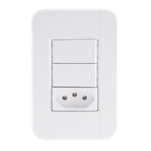 Conjunto 4x2 de 2 Interruptores Simples + 1 Tomada 2p+t 20a 250v - Tramontina - Imagem 1