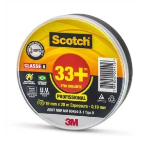 Fita Isolante 33+scotch Preto - 19mm X 20m - 3m - Imagem 1