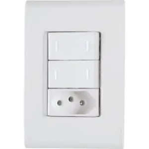 Conjunto 4x2 com 2 Interruptores Paralelos 10a 250v e 1 Tomada 2p+t 20a 250v Liz Branco - Tramontina - Imagem 1