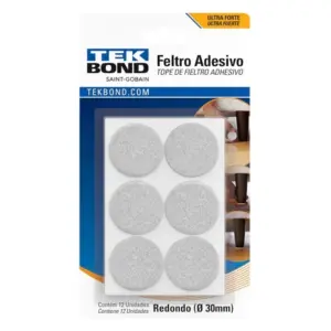 Feltro Adesivo Redondo 30mm com 12 Unidades Branco
