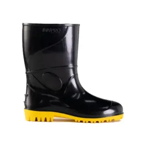 Bota Pvc Cano Médio (curto) Preta Solado Amarelo Innpro