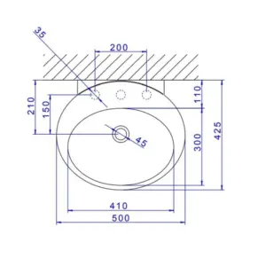 Lavatório Spot Branco 425 X 500 X 135mm