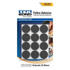 Feltro Adesivo Redondo 20mm com 24 Unidades Preto - Imagem 1
