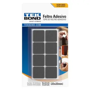 Feltro Adesivo Quadrado 22mm com 16 Unidades Preto - Imagem 1