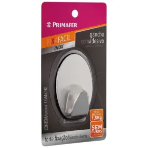 Gancho Inox com Adesivo Primafer Redondo 1,5kg Blister 2593 - Primafer - Imagem 1