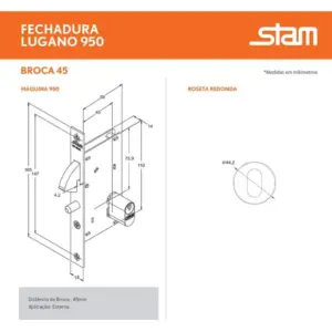 Stam - Fechadura 950 Roseta Inox - Imagem 4