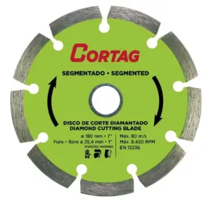 Disco de Corte Diamantado e Segmentado 180mm - Cortag - Imagem 1