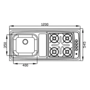 Pia com Fogão 4 Bocas Automático Direito 1,20 X 0,545m - Imagem 3