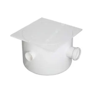 Caixa de Gordura Sifonada com Tampa Quadrada Branca Krona N21 - Dn 250 X 172 X 50