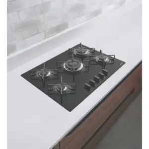 Cooktop a Gás em Vidro Temperado Preto com Acendimento Automático Penta 5 Queimadores