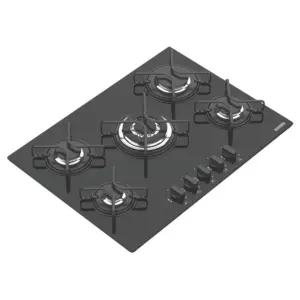 Cooktop a Gás em Vidro Temperado Preto com Acendimento Automático Penta 5 Queimadores - Imagem 3