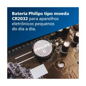 Bateria Philips do Tipo Moeda Cr2032 3v Lítio com Pack 5 Unidades Cr2032p5b/59 - Imagem 2
