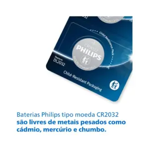 Bateria Philips do Tipo Moeda Cr2032 3v Lítio com Pack 5 Unidades Cr2032p5b/59 - Imagem 5
