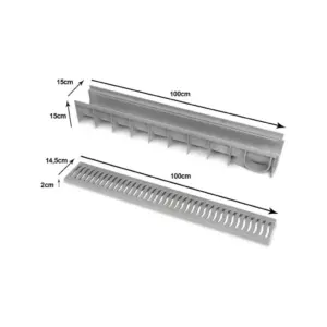 Grelha Coletora Agua Pluvial Calha Cinza para Piso - Roma - Imagem 6