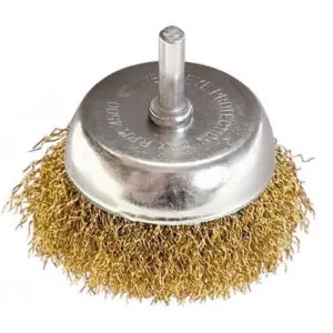 Escova Copo Circular em Aço com Fio Ondulado 50mm Dourada
