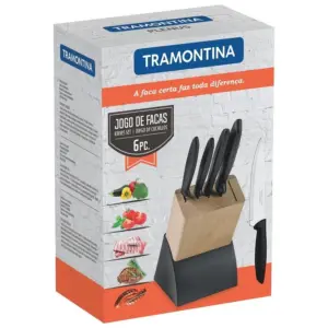 Jogo de Facas com Lâminas em Aço Inox com Suporte de Madeira Tramontina Plenus 6 Peças - Imagem 3
