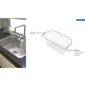 Cesto Aramado em Aço Inox para Cubas de Sobrepor e Undermount Morgana 60 Fx - Imagem 3