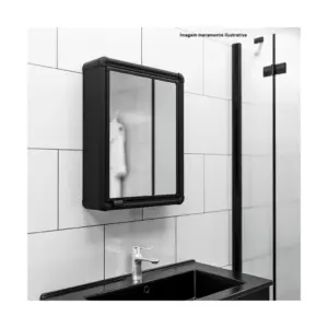 Armário Plástico com Perfil em Alumínio de Sobrepor 1 Porta 35x45cm Preto - Imagem 7