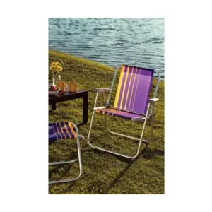 Cadeira de Praia Tramontina Samoa Alta em Alumínio com Assento Roxo e Amarelo - Imagem 9