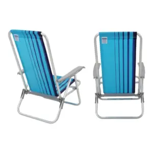 Cadeira de Praia Reclinável Tramontina Bali Baixa em Alumínio com Assento Azul - Imagem 3