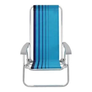 Cadeira de Praia Reclinável Tramontina Bali Baixa em Alumínio com Assento Azul - Imagem 5