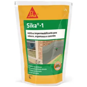 Sika- Aditivo Impermeabilizante - Sika-1 Amarelo, Rebocos Internos e Externos - Uso Fácil - Saco 1l - Imagem 1