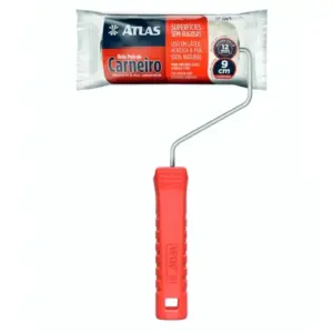 Rolo de Pele de Carneiro 9cm com Cabo Vermelho - Imagem 1