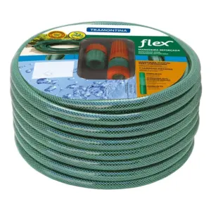 Mangueira 3 Camadas Flex Verde Pvc com Engates Rosqueados e Esguicho 30m - Tramontina - Imagem 1