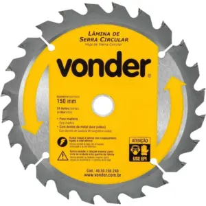 Lâmina de Serra Circular com Dentes de Metal Duro/videa, 150 X 16 Mm, 24 Dentes, Vonder Vdo1773