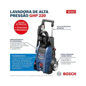 Bosch Lavadora de Alta Pressão Ghp 220 2200 Psi 2100w 220v - Imagem 5