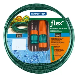 Mangueira 3 Camadas Flex Verde Pvc com Engates Rosqueados e Esguicho 25m - Tramontina - Imagem 4