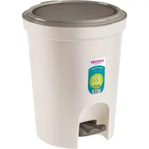 Sanremo - Lixeira Plástica com Pedal de 13,5 Litros, Cor Creme, Linha Casablanca