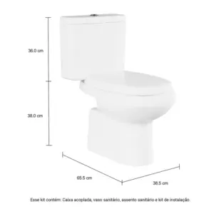 Kit Vaso Sanitário com Caixa Acoplada Monte Carlo Branco - Imagem 4
