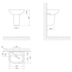 Lavatório para Coluna Aspen 44,5x35,5cm ébano - Imagem 4