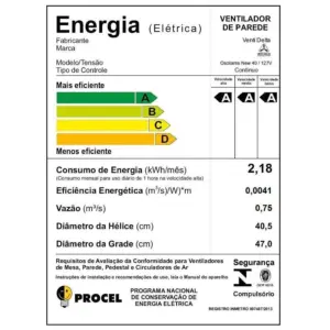 Ventilador de Parede Oscilante Premium 60cm Bivolt Branco - Venti-delta - Imagem 1