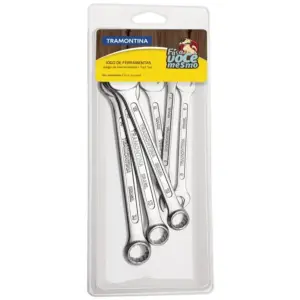 Jogo de Chaves Fixas e Combinadas com Corpo em Aço Especial Cromado Temperado 6 Peças - Tramontina
