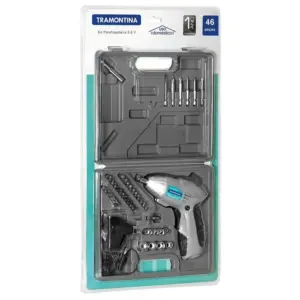 Parafusadeira a Bateria Ni-cd 3,6v 1/4" com Maleta e 46 Peças - Tramontina