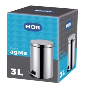 Lixeira ágata de Pedal com Tampa com Capacidade de 3 Litros na Cor Cromada - Imagem 3