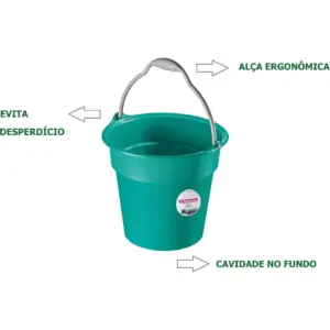 Balde Plástico de 8 Litros, Cor Verde, Linha Oba, Sanremo. - Imagem 2