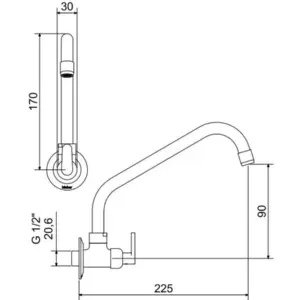 Torneira para Cozinha de Parede Bica Móvel 1165 Uni Meber - Imagem 1