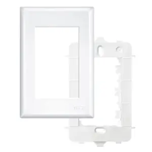 Placa 4x2 com Suporte 3 Módulos Horizontais Evidence Branco