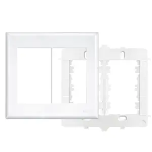 Placa 4x4 com Suporte 6 Módulos Horizontais Branco